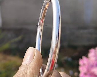Sterling Silver Sikh Kada Bangle: Solid Silver Kada/ Kara, Unisex Punjabi Kara Bracelet, Handmade Kada, Gift For Her.