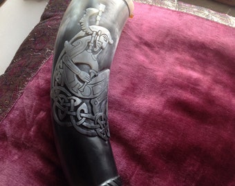 Viking drinking horn, hand carved OOAK/ Order yours Today