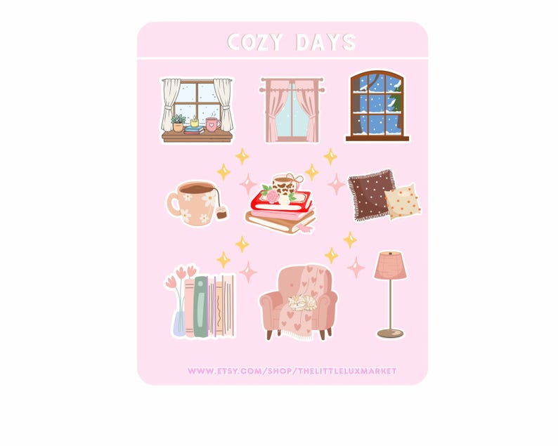 Cozy Days Sticker Sheet- Cozy Planner Stickers - Etsy