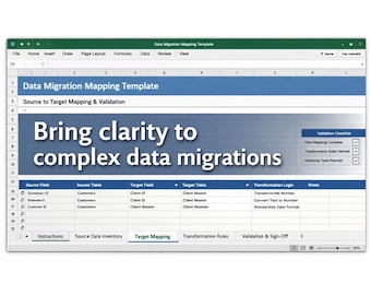 Data Migration Mapping Template | Excel Data Mapping and Validation Tool for Business Analysts & PMs