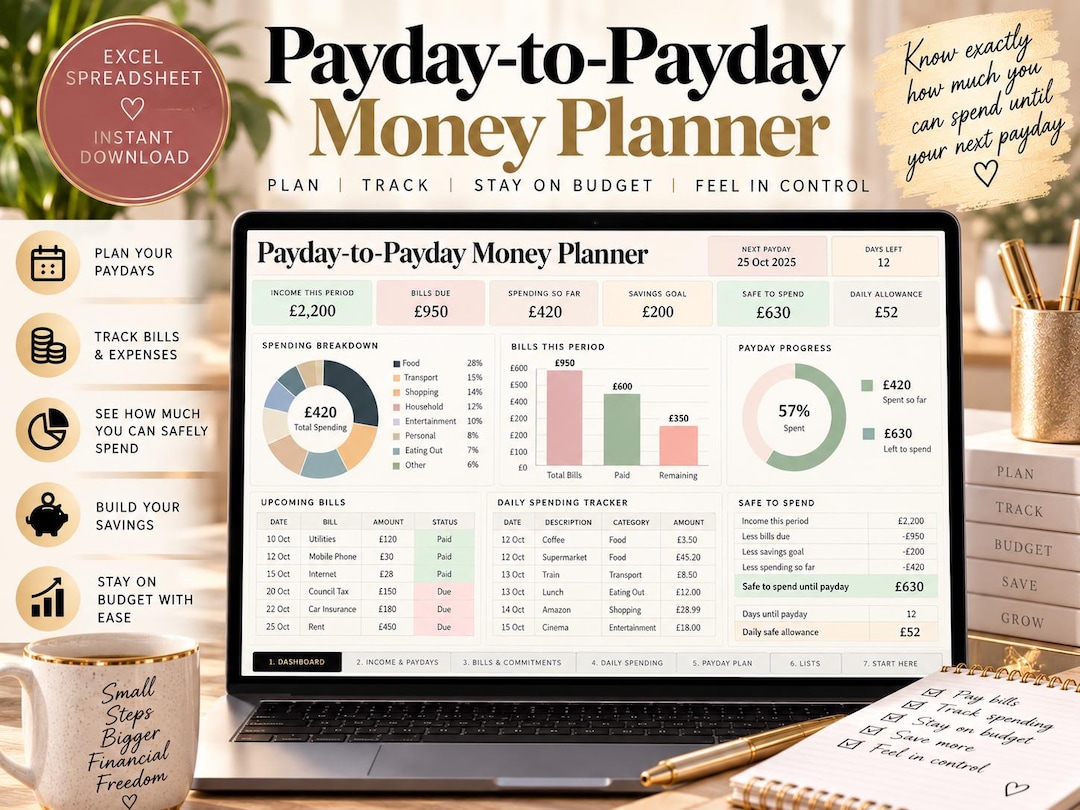 Payday-to-payday Money Planner | Excel Budget Tracker (digital Download ...