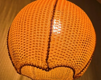 Ember Globe Crochet Pendant Light, Handmade Woven Lampshade, Japandi Kitchen Island Lighting
