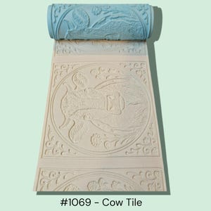 Clay Texture Roller 1069 - Cow Tile - Pottery Ceramics Polymer Tool Stamp 3D Printed Embossing Patterns Textures Designs