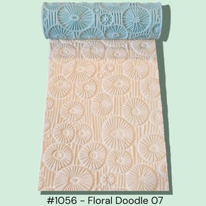 Floral Doodle Texture Roller 07 | Clay Roller 1056 for Pottery & Polymer Clay | Ceramic Pattern Tool | Embossing Stamp | 3D Printed