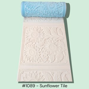 Clay Texture Roller 1089 - Sunflower Tile - Pottery Ceramics Polymer Tool Stamp 3D Printed Embossing Patterns Textures Designs