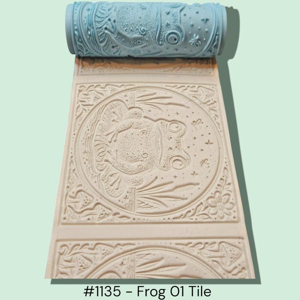 Frog Tile Texture Roller 01 | Clay Roller 1135 for Pottery & Polymer Clay | Ceramic Pattern Tool | Embossing Stamp | 3D Printed