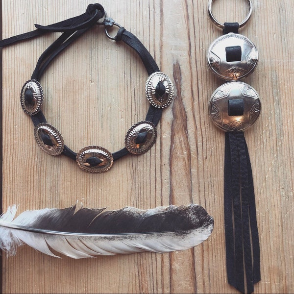 Leather concho choker