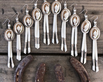 Rodeo Queen Handcrafted leather concho earrings