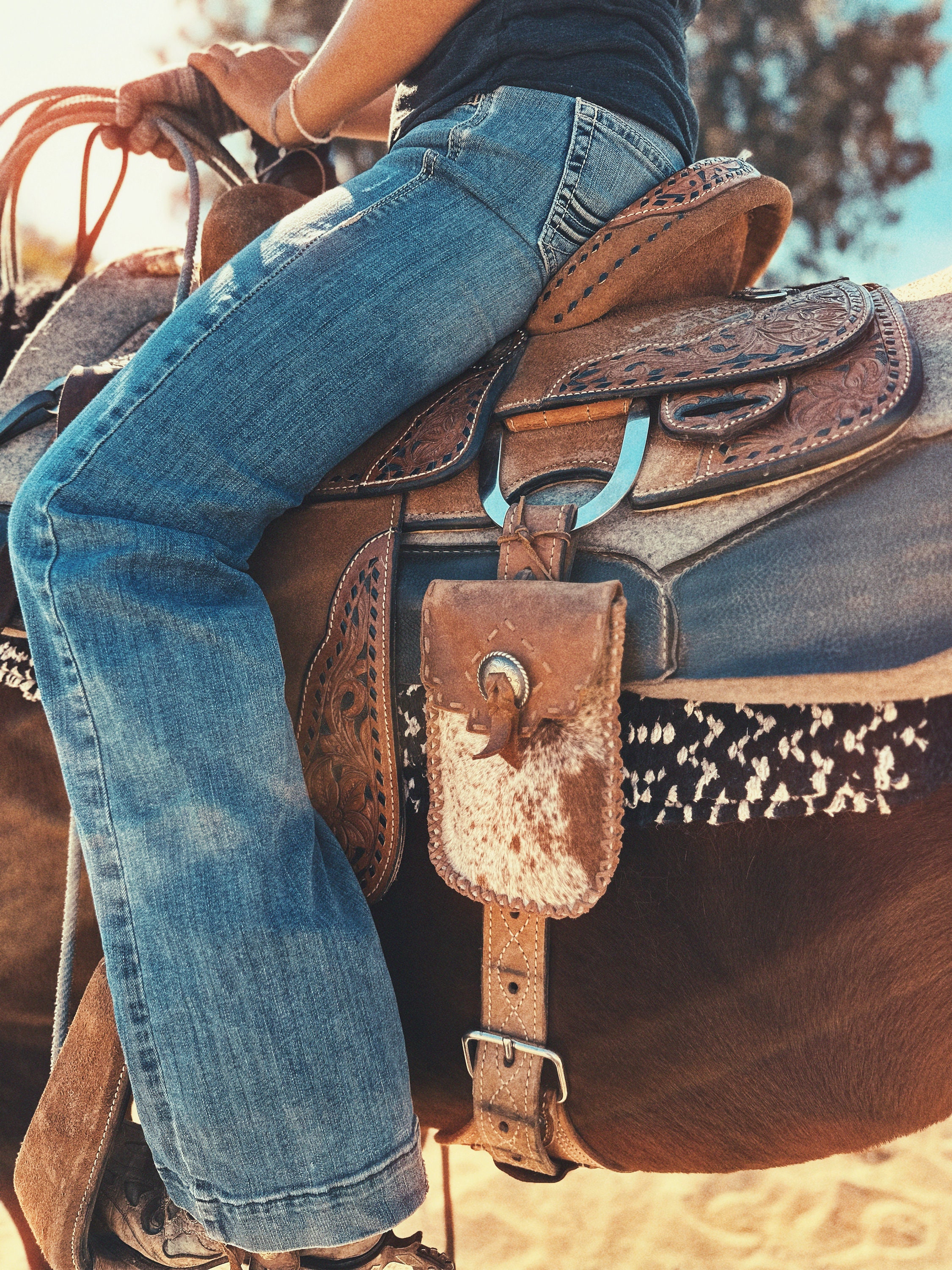 Sc Roper Pouch Roper Cowhide Saddle Cinch Pouch - Etsy