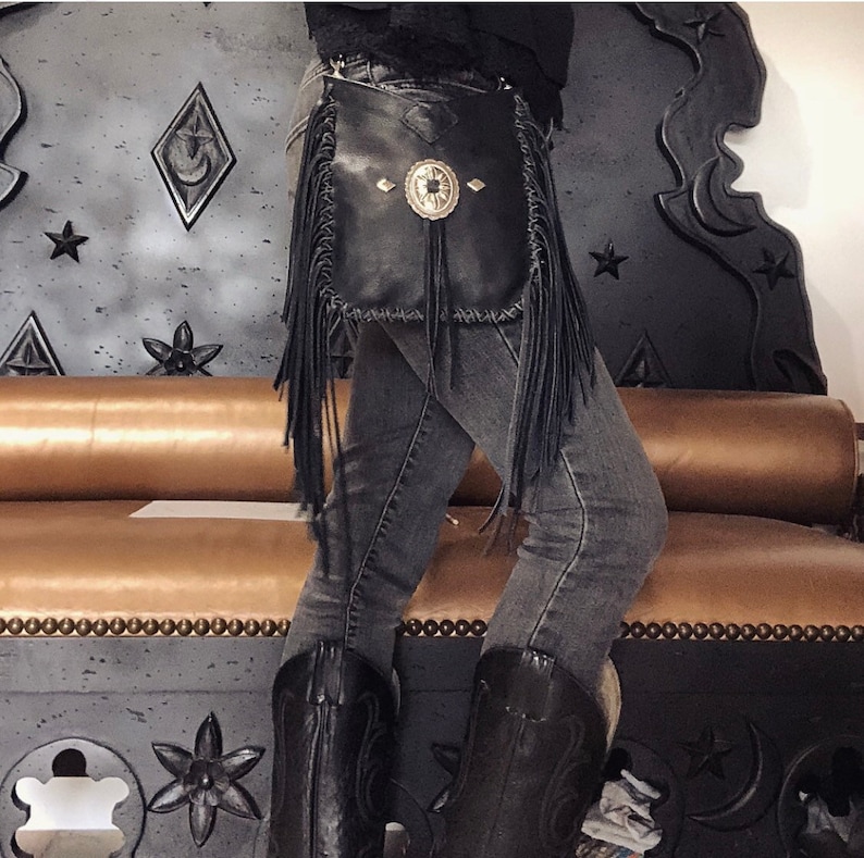 Made to order hands free clip on fringe belt bag