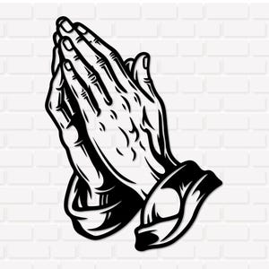 Bedjande händer SVG PNG: Religiös tro bönehänder design - Cricut silhuett, digital nedladdning