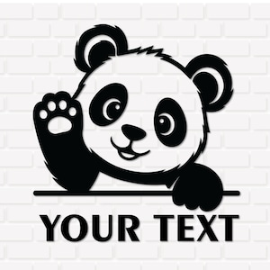 Panda SVG PNG, Panda bebé saludando (Descarga digital)