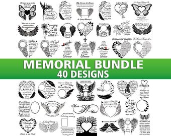 Memorial SVG PNG files Bundle, Angel wings, sympathy, Funeral Shirts Design, Cricut