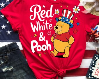 Disney 250 Year Of Freedom Winnie The Pooh Shirt, Red White & Pooh T-Shirt, 4th Of July Celebrations Tee, National Holiday BBQ Party Apparel