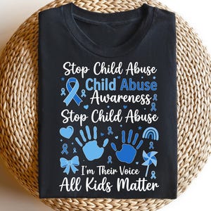 Camiseta de concienciación sobre el maltrato infantil, camiseta para trabajadores sociales, camiseta del mes de la concienciación sobre el maltrato infantil, top con lazo azul, ropa para detener el maltrato, conjunto contra el maltrato infantil