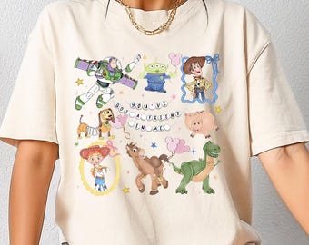 Camiseta retro de Disney Toy Story "Tienes un amigo en mí", camiseta con personajes de Toy Story, camiseta para viaje a Disneyland, sudadera con capucha a juego para toda la familia