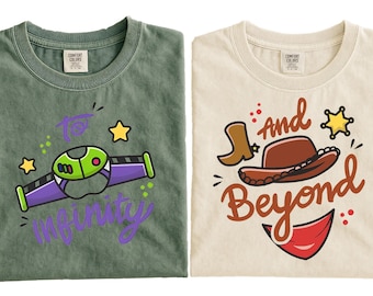 Comfort Colors  To Infinity And Beyond Couple Shirt, Toy Story Buzz And Woody Tee, Disney Couple Tshirt, Toy Story Outfit, Cozy Apparel
