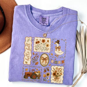 Camiseta Comfort Colors Hello Fall Autumn Comfort Colors Vintage Pumpkin Patch Tee Goose Truck Floral Cozy Season Shirt Harvest Season Tshirt