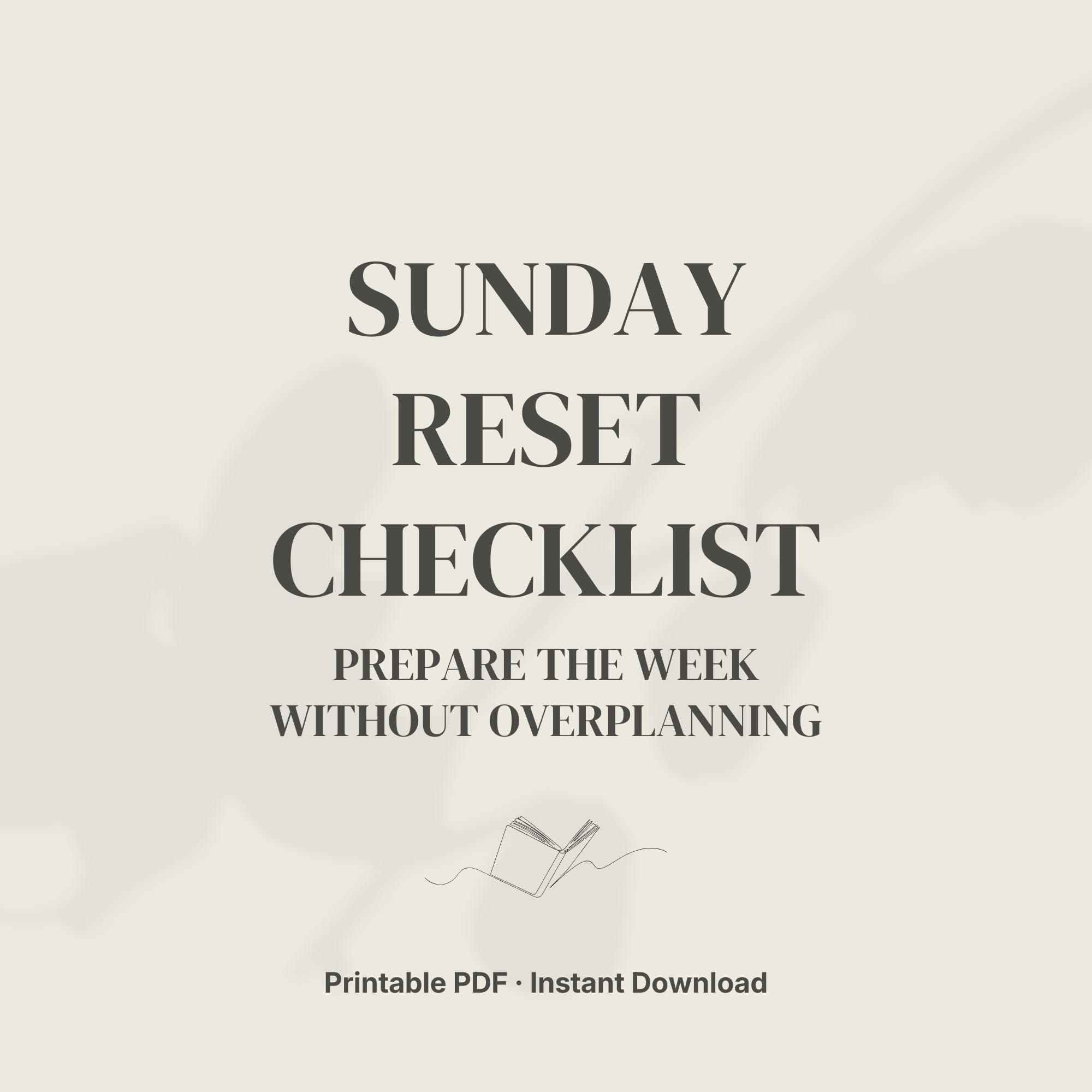 Sunday Reset Checklist Printable | Prepare the Week Without ...