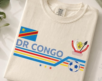 DR Congo Soccer Shirt Comfort Colors, Vintage DR Congo Football Fan Tee, Retro Congolese Soccer Supporter Shirt, Soccer Fan Gift