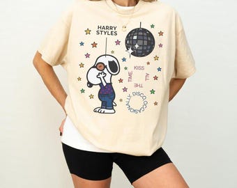 Retro Disco Occasionally Shirt, Kiss All The Time Graphic Tee, Cute Snoopy Inspired Concert Top, Gift for Music Fans