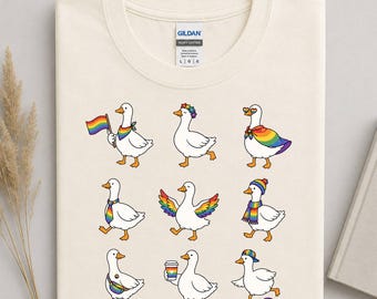Pride Goose Shirt, Cute LGBT Goose T-Shirt, Funny Rainbow Goose Tee, Gay Pride Gift, LGBTQ Goose Squad Shirt, Pride Month Apparel