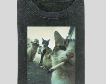 Retro Cat Meme T-Shirt, Funny Tattoo Style Graphic Tee, Unisex