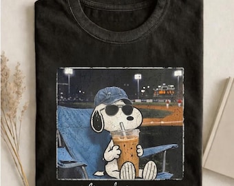 I Live Here Now Snoopy Tshirt, Snoopy Baseball Fan Graphic Tee, Vintage Style Shirt, Funny Baseball Lover Gift