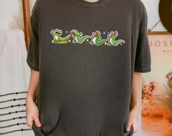 Funny Lizard Meme Printed T-Shirt, Cute Cartoon Lizard Graphic Tee, Trendy Animal Shirt, Family Trip Outfit Gift