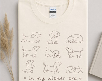 In My Wiener Era Shirt, Cute Dachshund Shirt, Funny Wiener Dog Tee, Doxie Lover Gift, Minimal Line Art Dog Shirt, Dog Mom Shirt