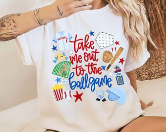 Take Me Out To The Ballgame Shirt, Baseball Coquette Tee, Girly Baseball Graphic Tee, Preppy Baseball Fan T-Shirt, Retro Ballgame Tee