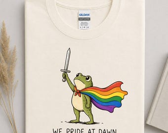 Funny Pride Frog Shirt, We Pride At Dawn Tee, Cute LGBTQ Frog T-Shirt, Rainbow Cape Frog Shirt, Gay Pride Gift