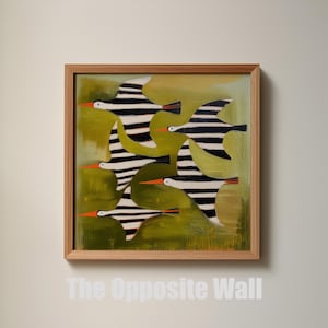 Striped Bird Art Print | Boho Bird Art (Digital Download)