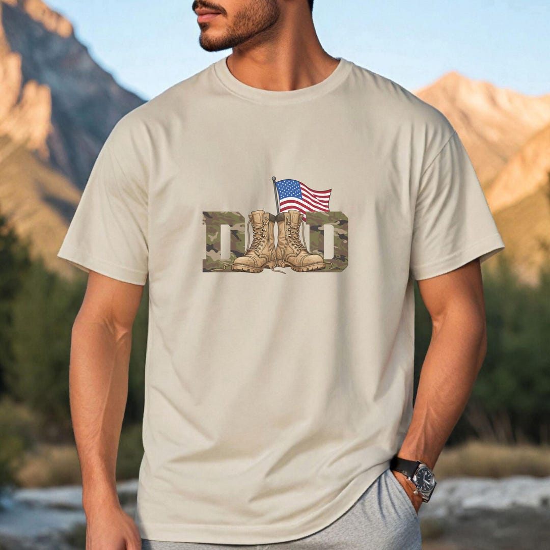 Military Dad Shirt: Combat Boots, USA Flag, Camouflage DAD Tee - Etsy