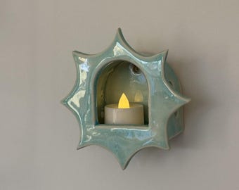Handmade Ceramic Wall Sconce: Tealight Candle Holder