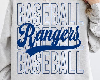 Baseball Rangers PNG, Script Rangers Baseball Team Mascot Shirt Design PNG, Game Day Baseball Sublimation PNG