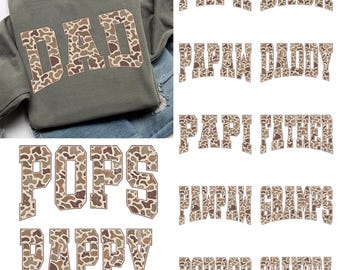 Camo Dad Bundle PNG, Father’s Day Family Names Bundle, Vintage Distressed Dad Shirt Design, Dad Grandpa Papa PNG, Sublimation PNG