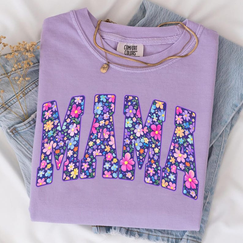 Floral Mama PNG, Spring Mama Sublimation Design, Mama Shirt PNG, Mother’s Day Digital Download image 1