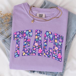 Teach PNG Floral Spring Teach Shirt Design, Teacher Appreciation Gift, Retro Flower Teach Sublimation, Back To School PNG