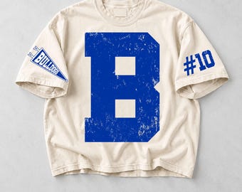 Custom School Initial PNG, Personalized Team Name and Player Number PNG, Vintage Distressed Varsity Letter School Spirit Sublimation PNG
