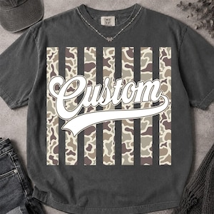 Custom Mascot Name PNG, Personalized Team Mascot PNG, Camo Striped Script School Spirit Game Day Shirt Design, Sublimation PNG