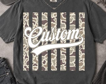 Custom Mascot Name PNG, Personalized Team Mascot PNG, Camo Striped Script School Spirit Game Day Shirt Design, Sublimation PNG