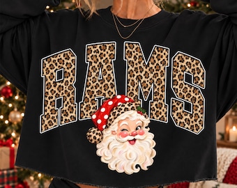 Rams Christmas PNG, Santa Rams Mascot PNG, Leopard Rams PNG, Varsity School Spirit Shirt Design, Holiday Sublimation Png
