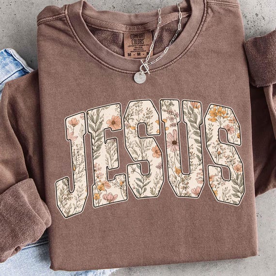 Jesus PNG Floral Wildflower Christian Shirt Design, Faith Based Gift, Floral Jesus PNG, Religious Sublimation Design