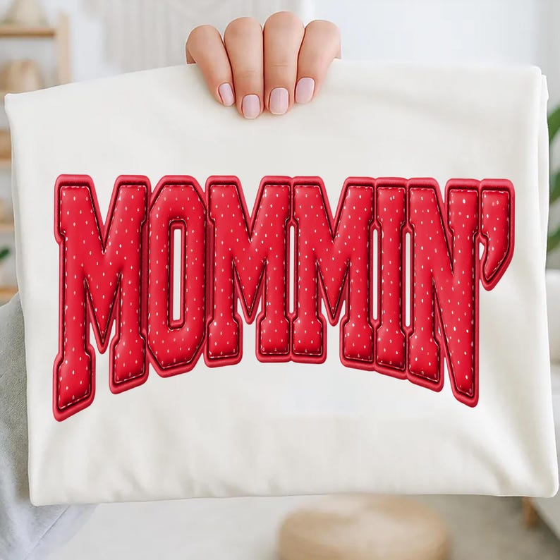 Polka Dot Mommin PNG, Mommin’ Shirt Design, Faux Embroidered Mommin ...