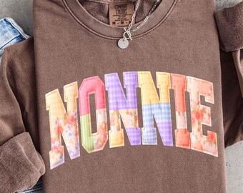 Nonnie con acolchado falso PNG, diseño de camiseta Nonnie PNG, regalo para abuela con bordado falso, descarga digital por sublimación para el Día de la Madre