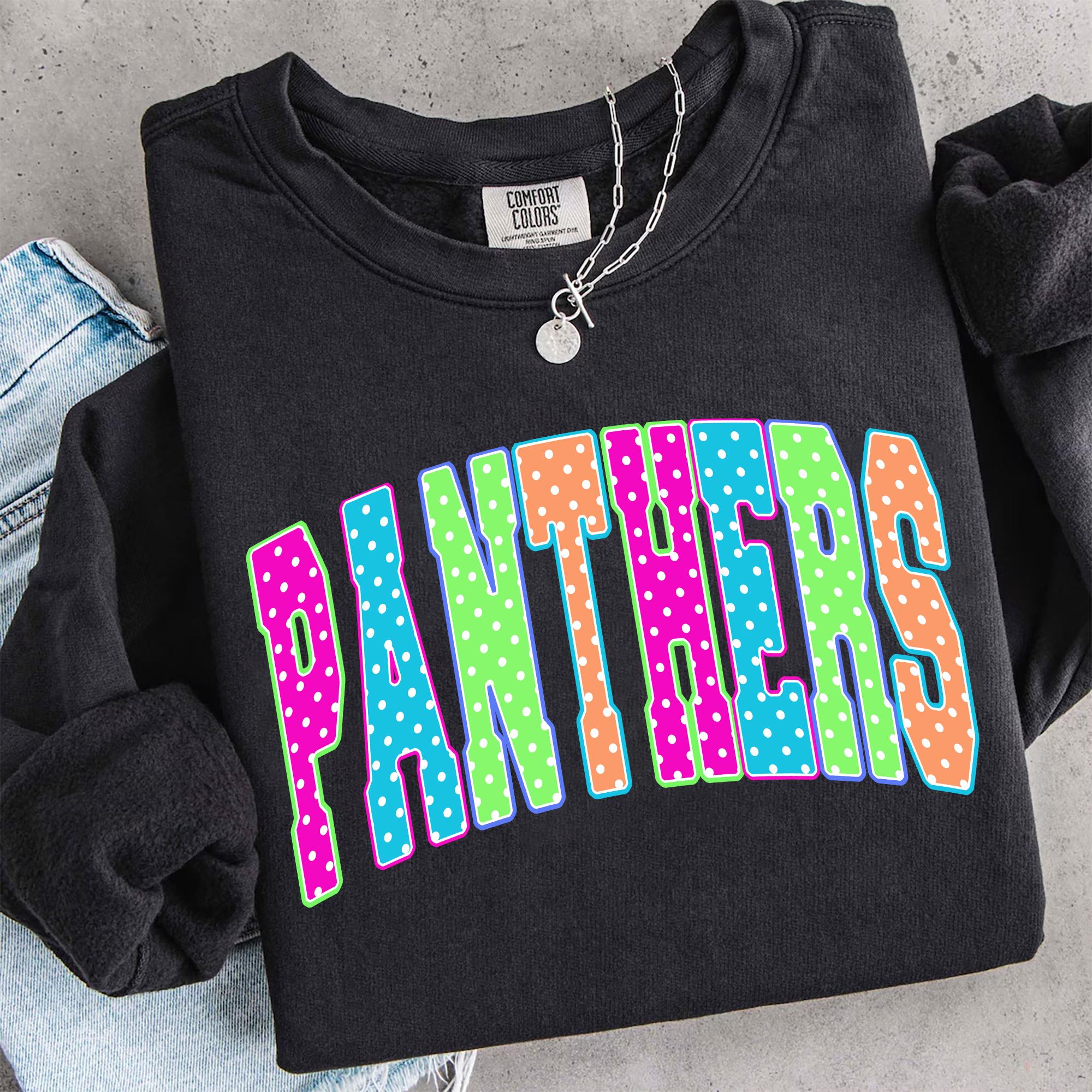 Panthers PNG, Neon Polka Dot Panthers Mascot, Varsity Team Style ...