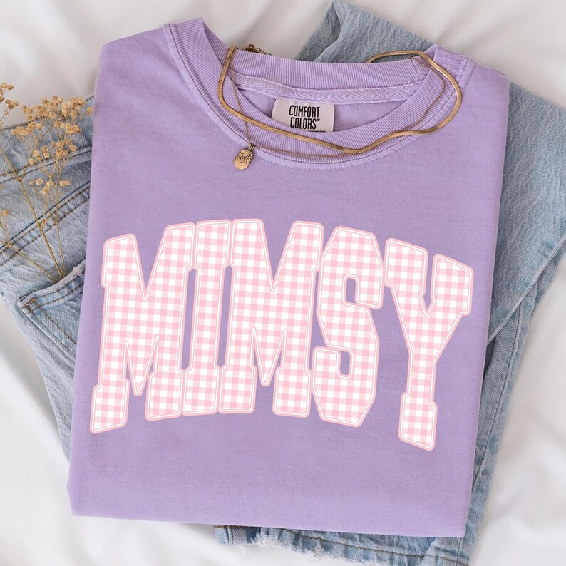 Mimsy PNG, Pink Gingham Mimsy Shirt Design, Coquette Varsity Mimsy ...
