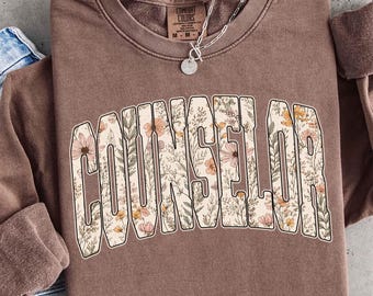 School Counselor PNG Floral Wildflower Counselor Shirt Design, Counselor Gift, Floral Counselor PNG, Sublimation Design