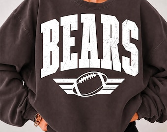 Bears Football PNG, Vintage Varsity Bears Mascot Shirt Design, Distressed School Spirit Game Day Sublimation PNG